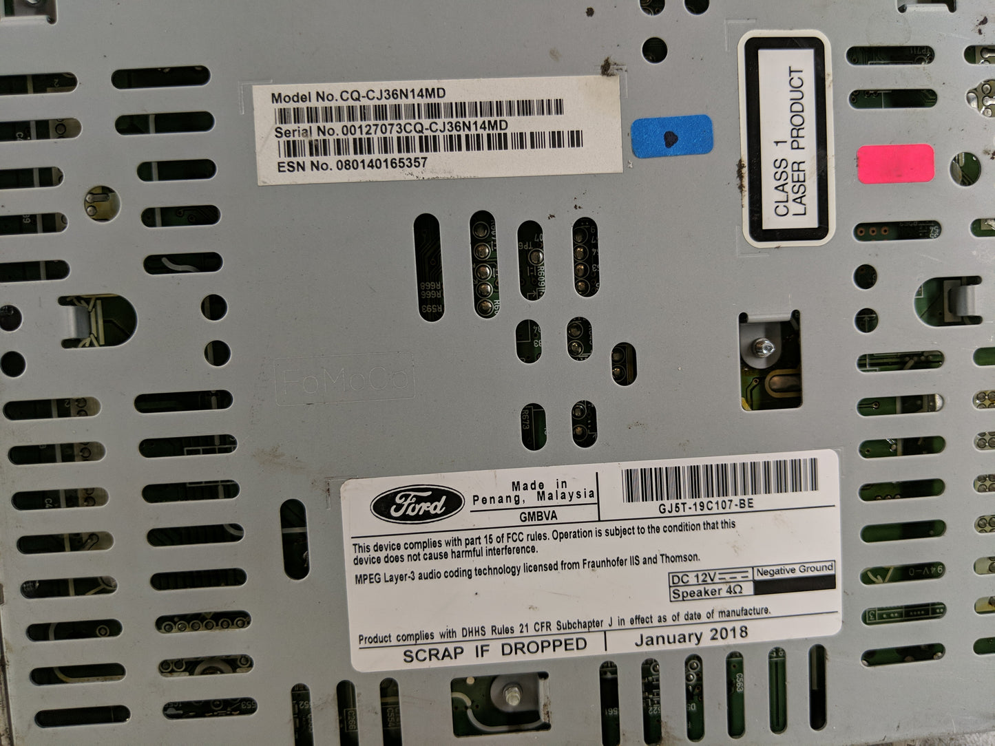2015-2019 Ford Escape Radio AM FM Cd Player Receiver Replacement P/N:GJ5T-19C107-BE Fits Fits 2015 2016 2017 2018 2019 OEM U