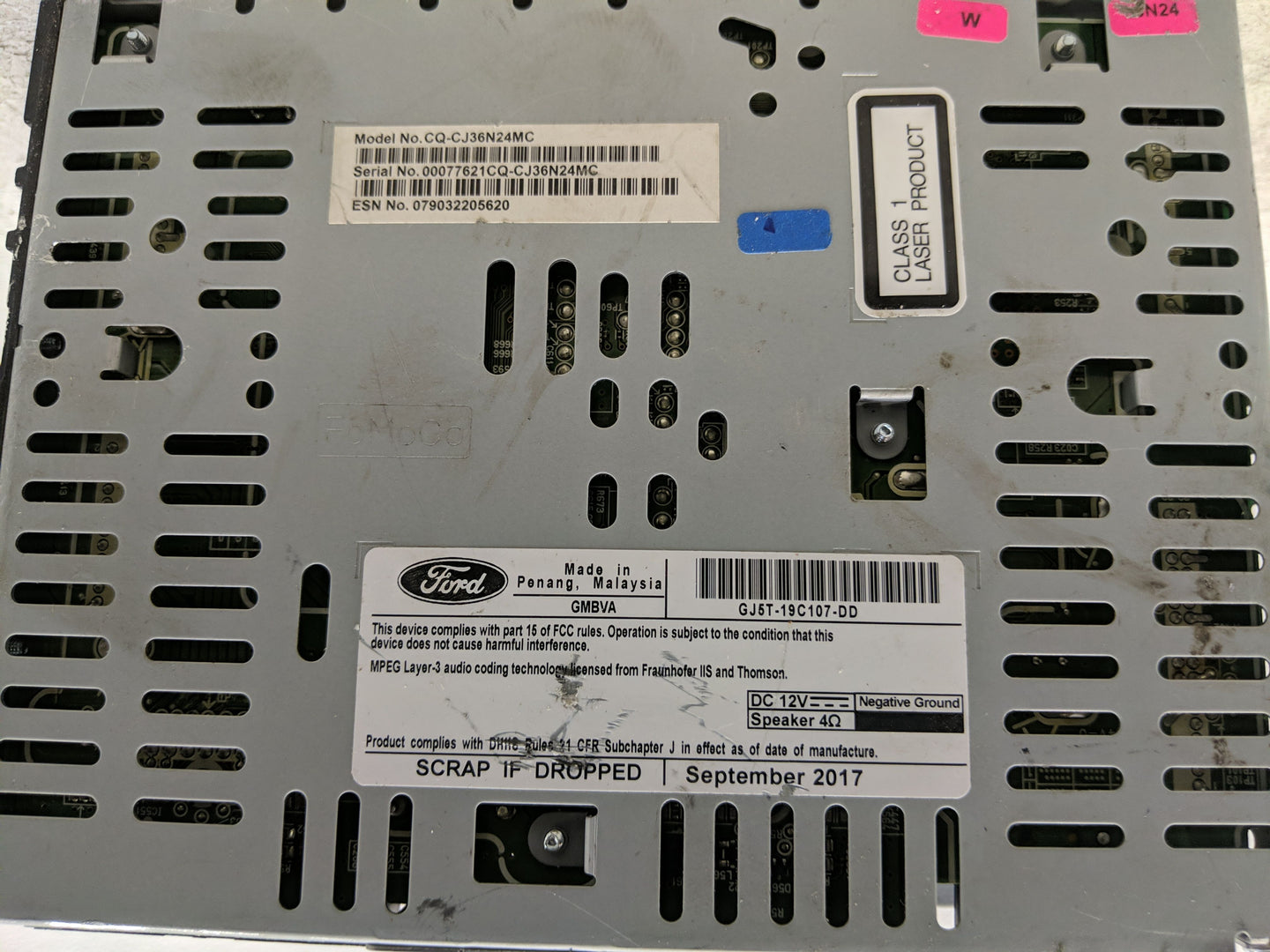 2015-2019 Ford Escape Radio AM FM Cd Player Receiver Replacement P/N:GJ5T-19C107-DD Fits Fits 2015 2016 2017 2018 2019 OEM U