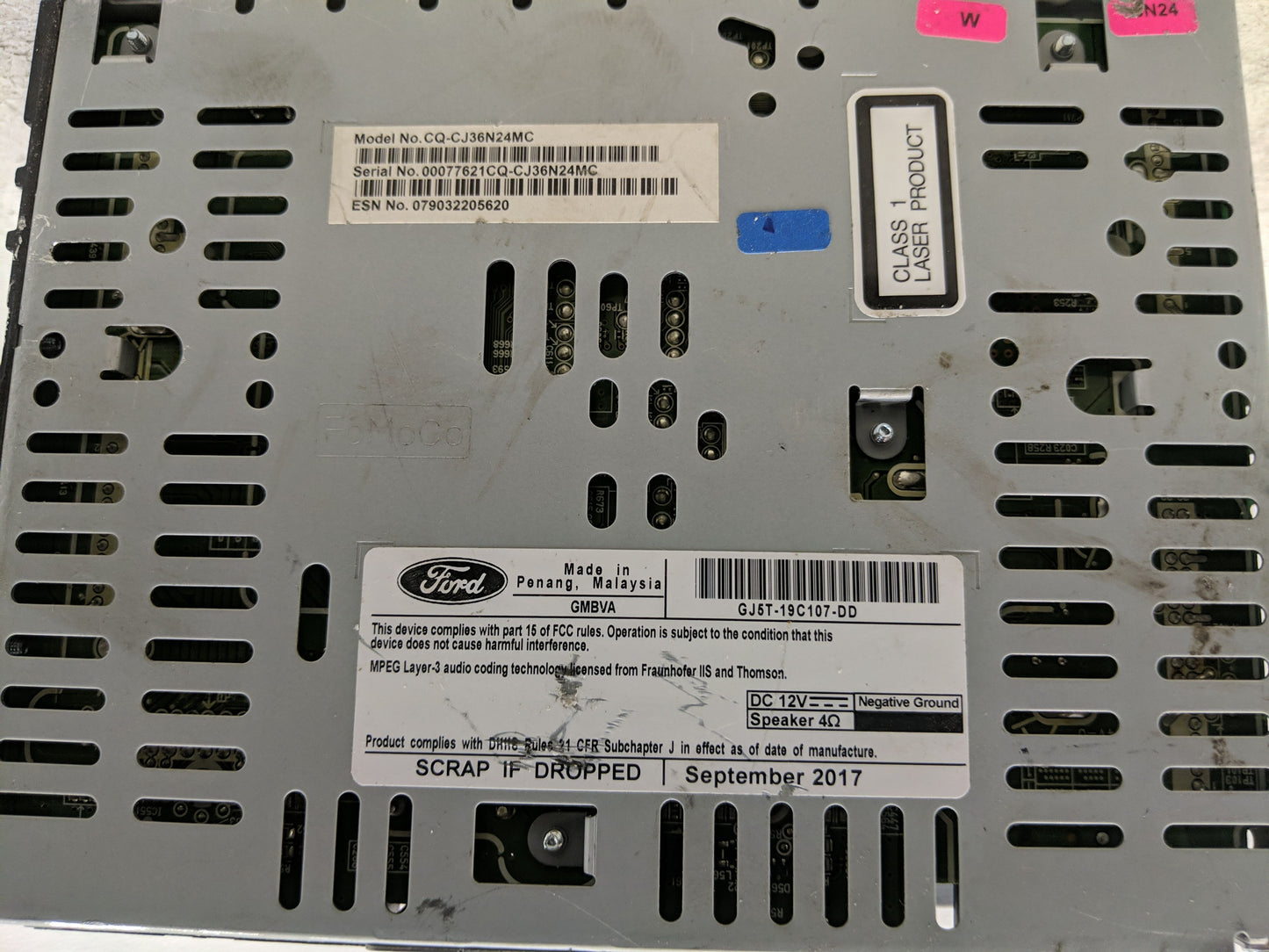 2015-2019 Ford Escape Radio AM FM Cd Player Receiver Replacement P/N:GJ5T-19C107-DD Fits Fits 2015 2016 2017 2018 2019 OEM U