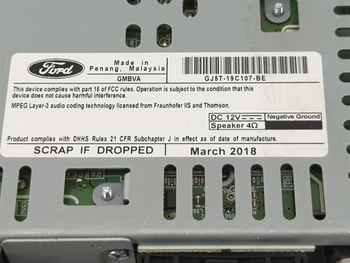 2017-2019 Ford Escape Radio AM FM Cd Player Receiver Replacement P/N:GJ5T-19C107-BE Fits Fits 2017 2018 2019 OEM Used Auto P
