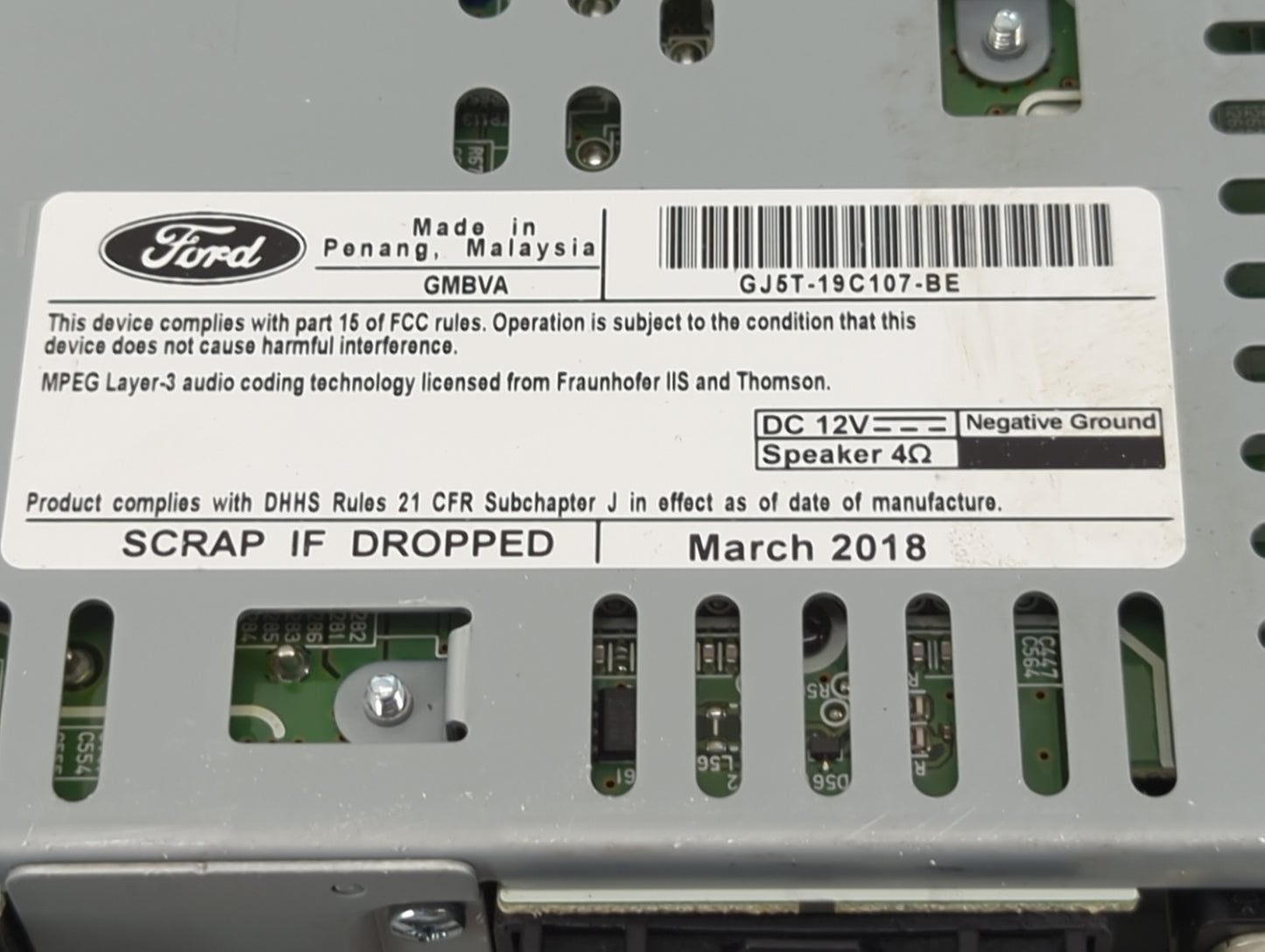 2017-2019 Ford Escape Radio AM FM Cd Player Receiver Replacement P/N:GJ5T-19C107-BE Fits Fits 2017 2018 2019 OEM Used Auto P