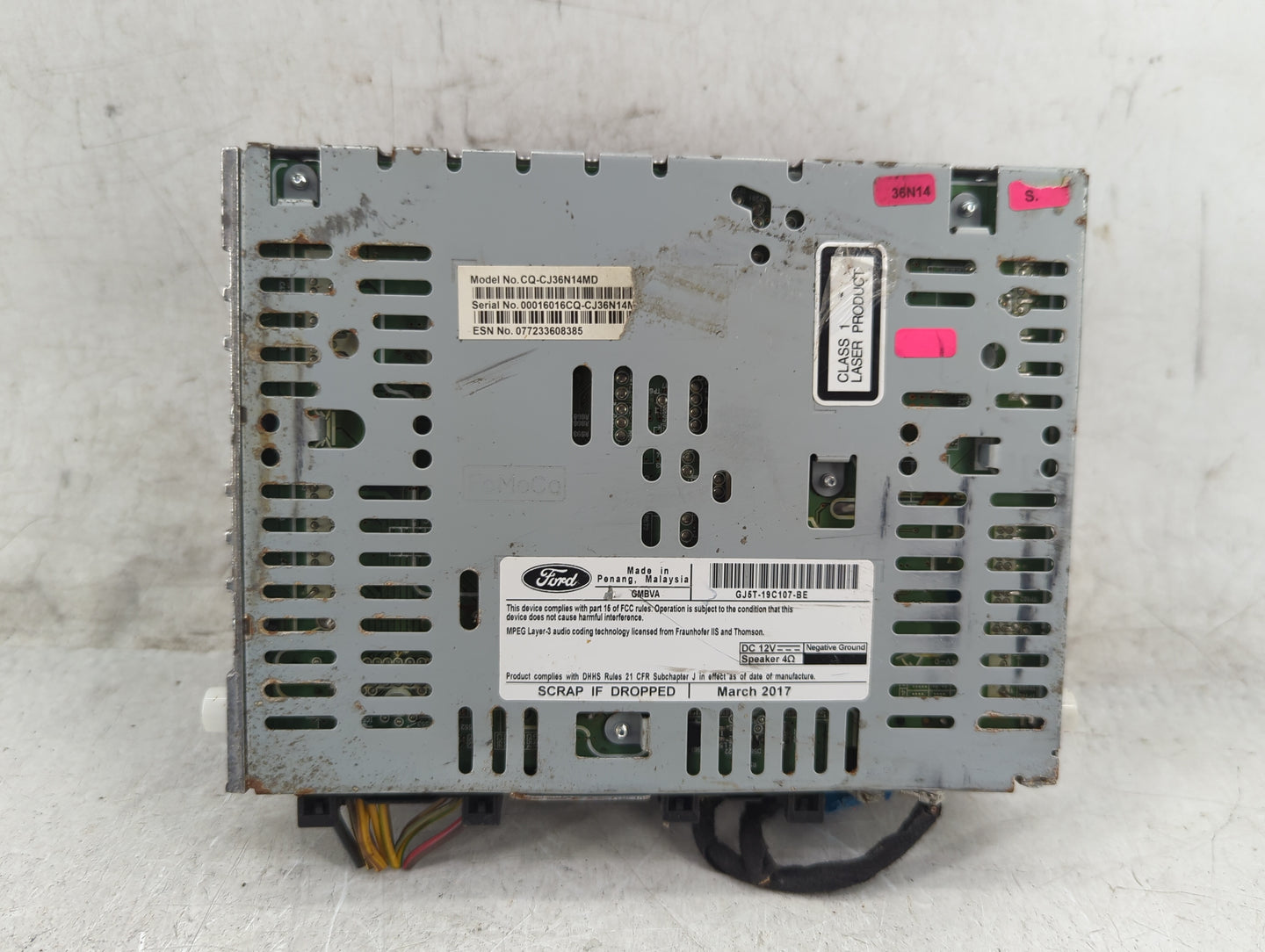 2017-2019 Ford Escape Radio AM FM Cd Player Receiver Replacement P/N:GJ5T-19C107-BE Fits Fits 2017 2018 2019 OEM Used Auto P