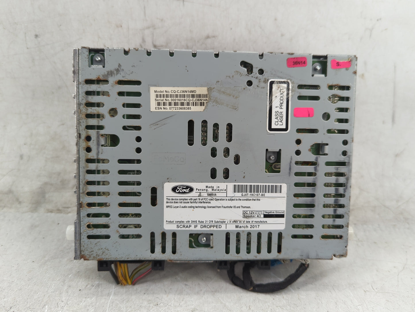 2017-2019 Ford Escape Radio AM FM Cd Player Receiver Replacement P/N:GJ5T-19C107-BE Fits Fits 2017 2018 2019 OEM Used Auto P
