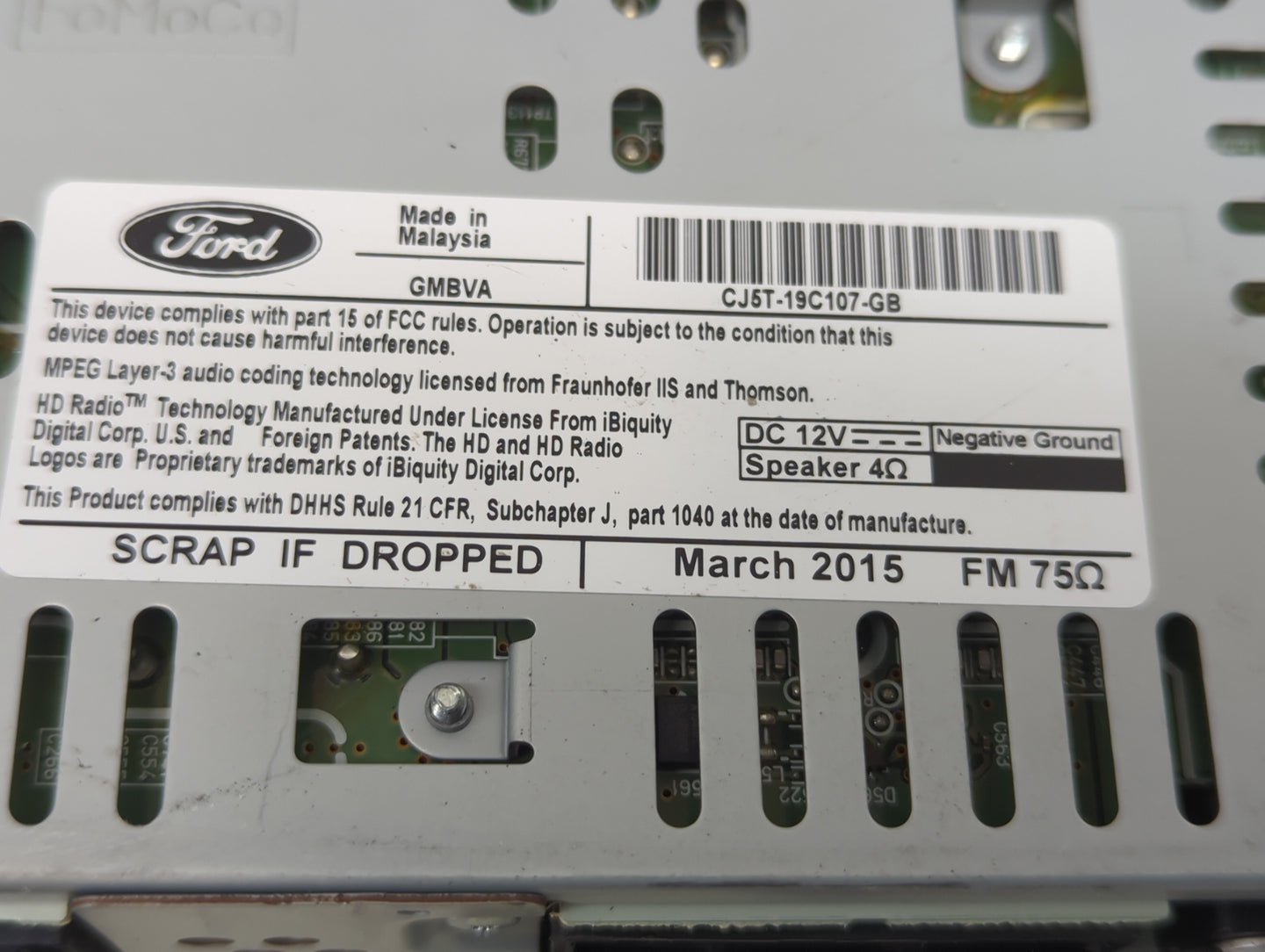 2015-2019 Ford Escape Radio AM FM Cd Player Receiver Replacement P/N:CJ5T-19C107-GB Fits Fits 2015 2016 2017 2018 2019 OEM U