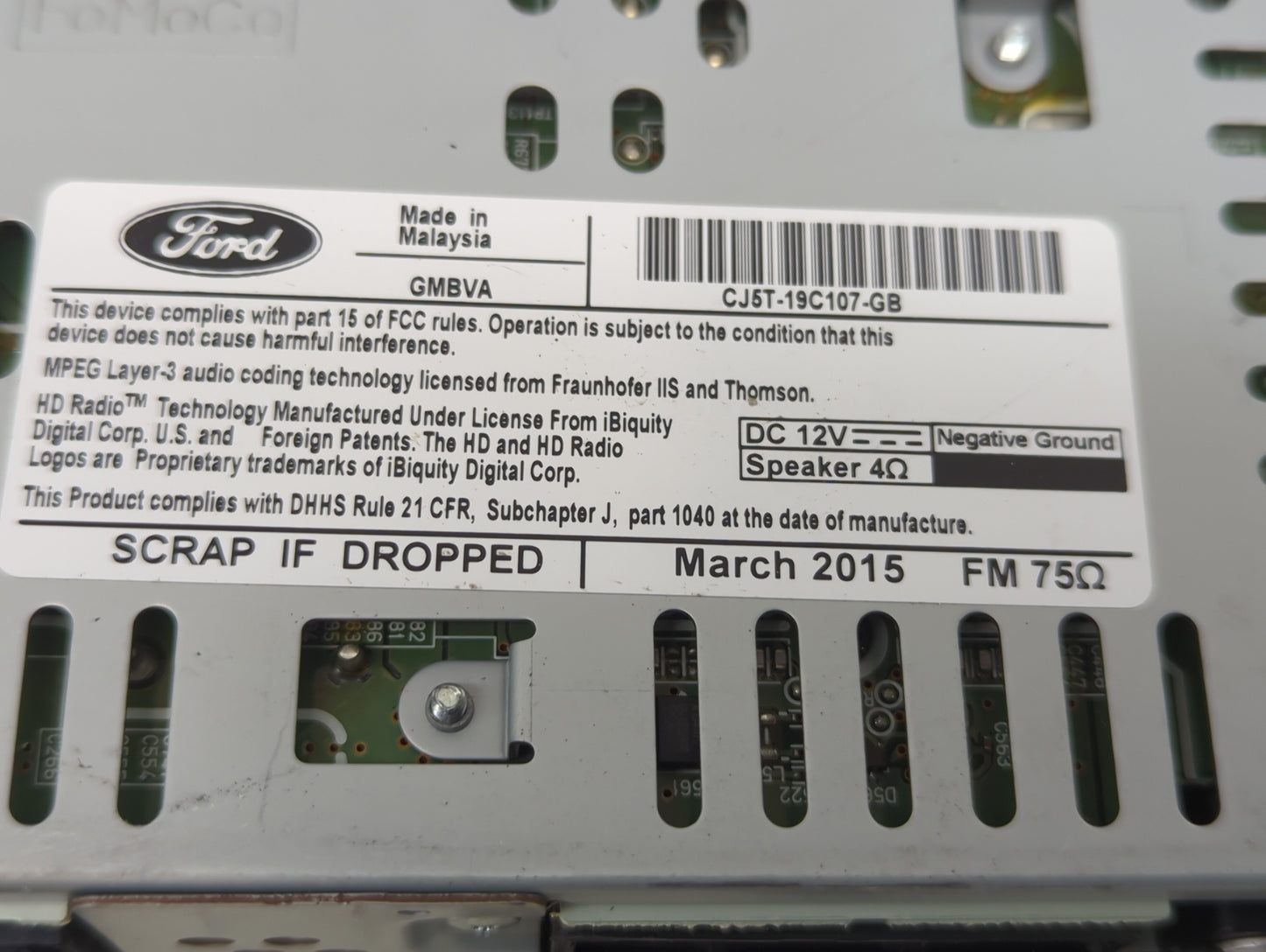 2015-2019 Ford Escape Radio AM FM Cd Player Receiver Replacement P/N:CJ5T-19C107-GB Fits Fits 2015 2016 2017 2018 2019 OEM U