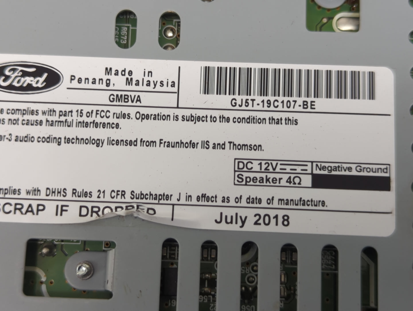 2015-2019 Ford Escape Radio AM FM Cd Player Receiver Replacement P/N:GJ5T-19C107-BE CJ5T-19C107-GB Fits OEM Used Auto Parts 