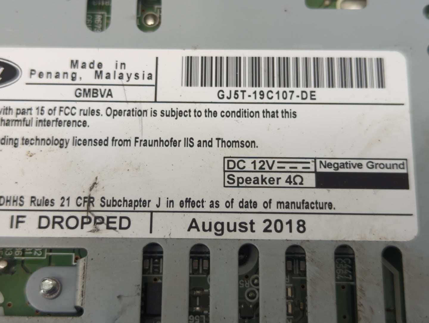 2015-2019 Ford Escape Radio AM FM Cd Player Receiver Replacement P/N:GJ5T-19C107-DE CJ5T-19C107-GA Fits OEM Used Auto Parts 