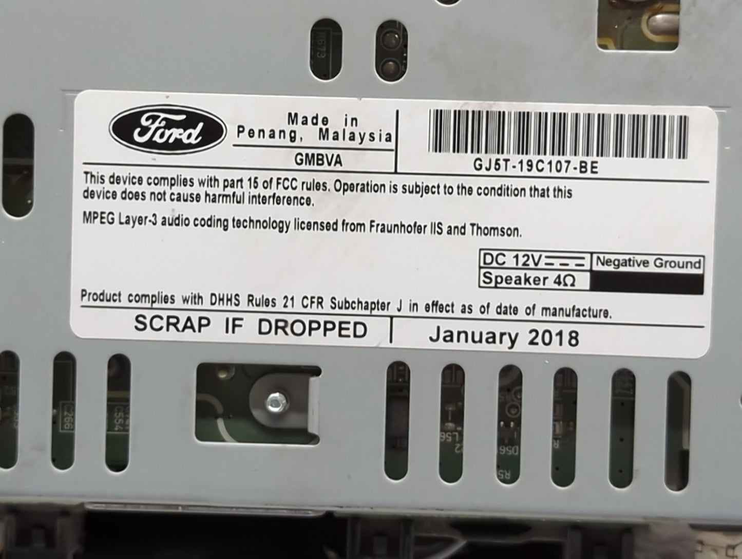 2017-2019 Ford Escape Radio AM FM Cd Player Receiver Replacement P/N:GJ5T-19C107-BE Fits Fits 2017 2018 2019 OEM Used Auto P