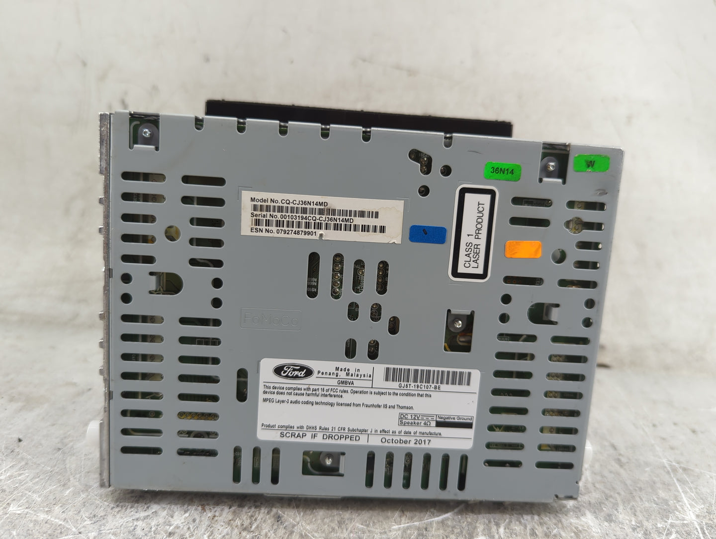 2017-2019 Ford Escape Radio AM FM Cd Player Receiver Replacement P/N:CQ-CJ36N14MD GJ5T-19C107-BE Fits Fits 2017 2018 2019 OE