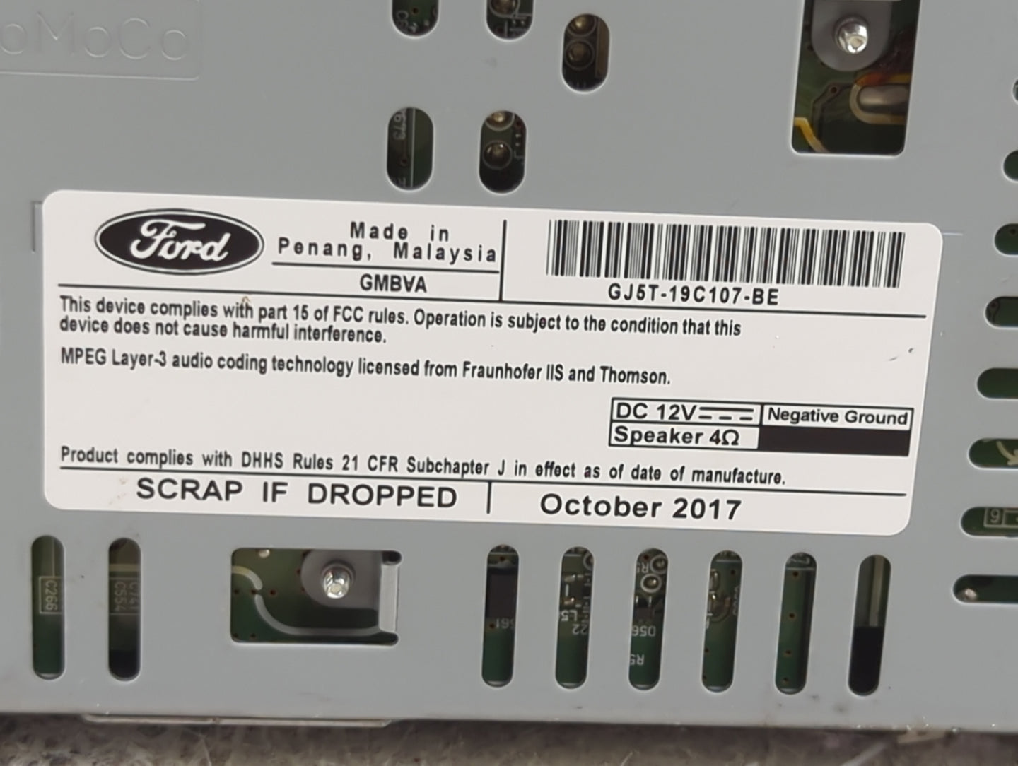 2017-2019 Ford Escape Radio AM FM Cd Player Receiver Replacement P/N:CQ-CJ36N14MD GJ5T-19C107-BE Fits Fits 2017 2018 2019 OE