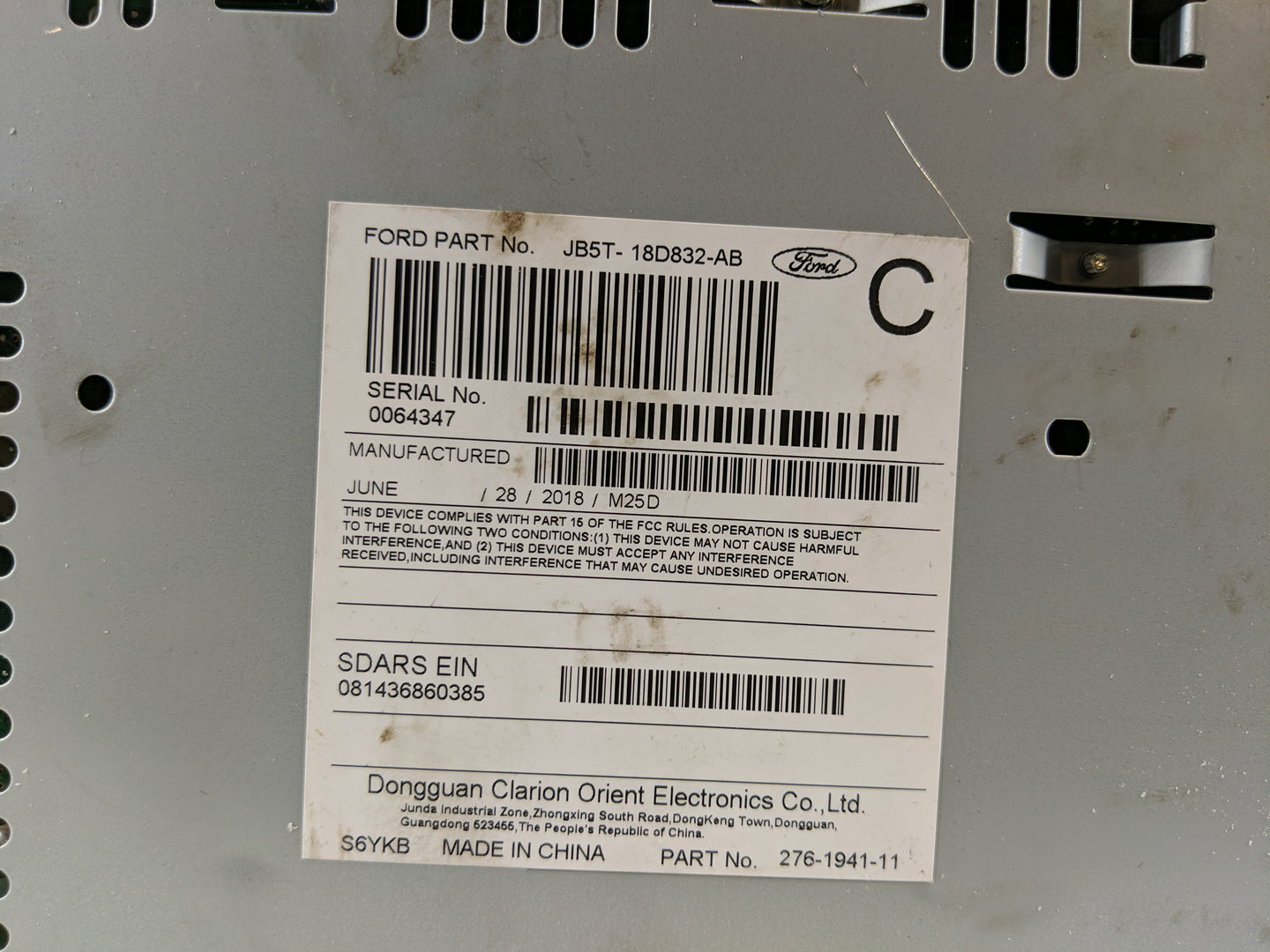 2018 Ford Explorer Radio AM FM Cd Player Receiver Replacement P/N:JB5T-18D832-AB Fits OEM Used Auto Parts - Oemusedautoparts