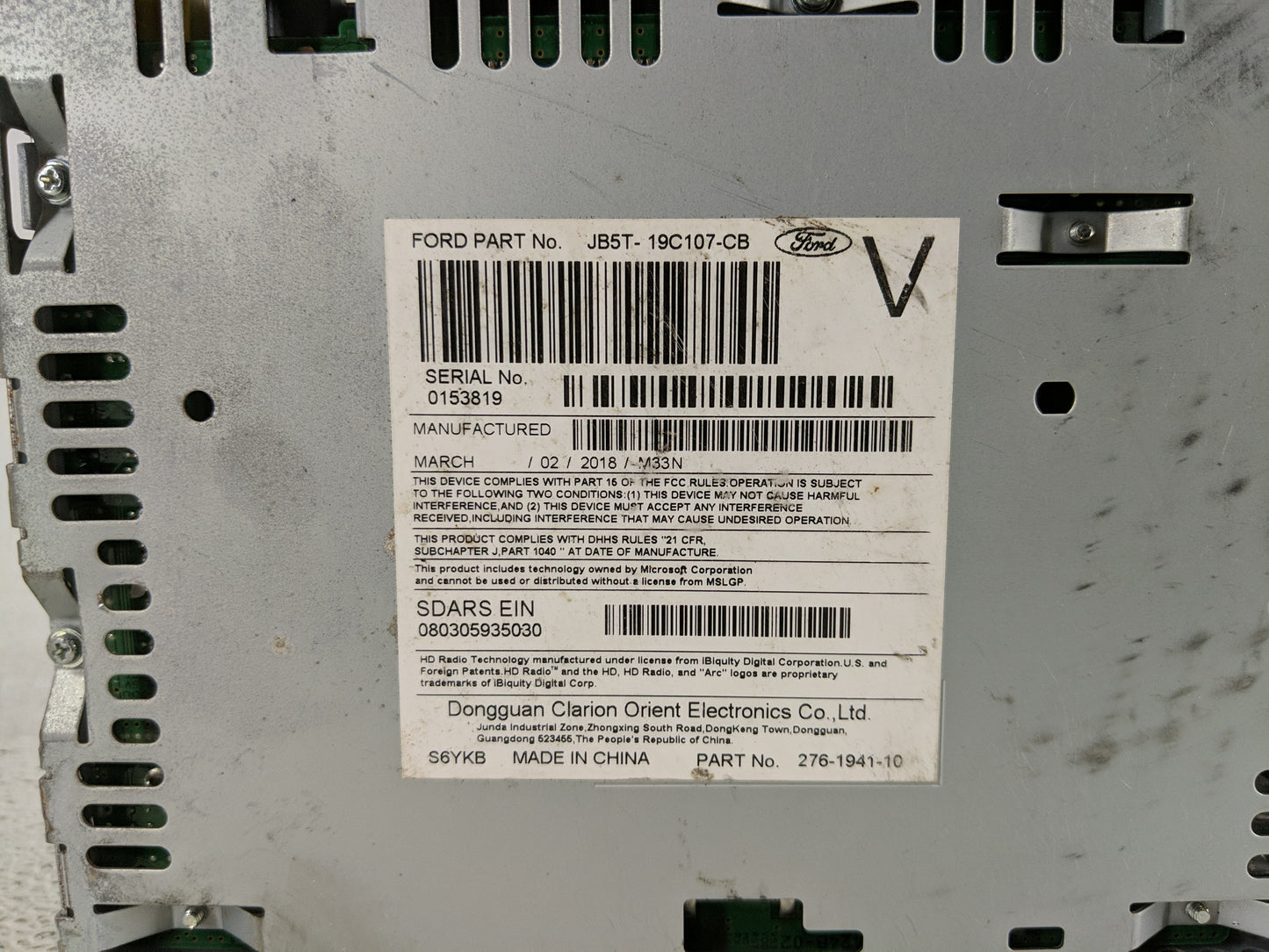 2016-2018 Ford Explorer Radio AM FM Cd Player Receiver Replacement P/N:JB5T-19C107-CB Fits Fits 2016 2017 2018 OEM Used Auto