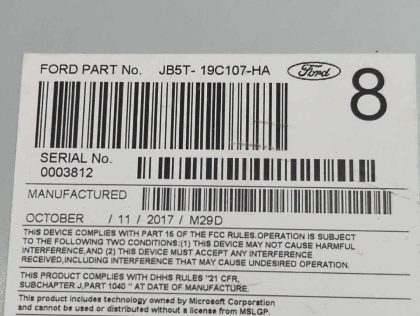 2018 Ford Explorer Radio AM FM Cd Player Receiver Replacement P/N:JB5T-19C107-HA Fits OEM Used Auto Parts - Oemusedautoparts
