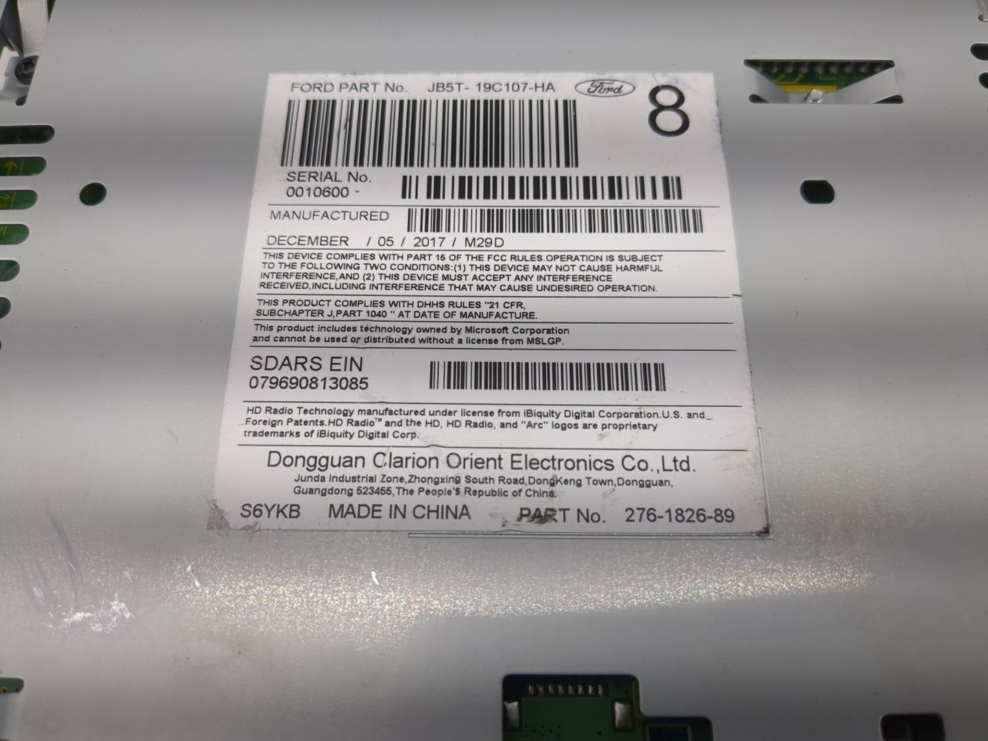 2018 Ford Explorer Radio AM FM Cd Player Receiver Replacement P/N:JB5T-19C107-HA Fits OEM Used Auto Parts - Oemusedautoparts