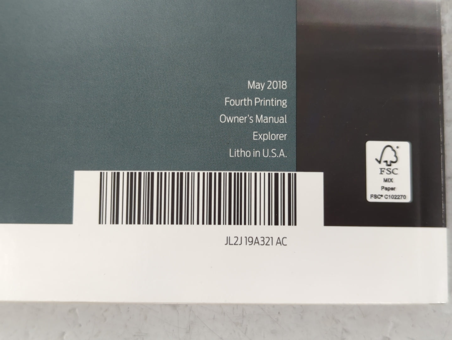 2018 Ford Explorer Owners Manual Book Guide P/N:JL2J 19A321 AC OEM Used Auto Parts - Oemusedautoparts1.com