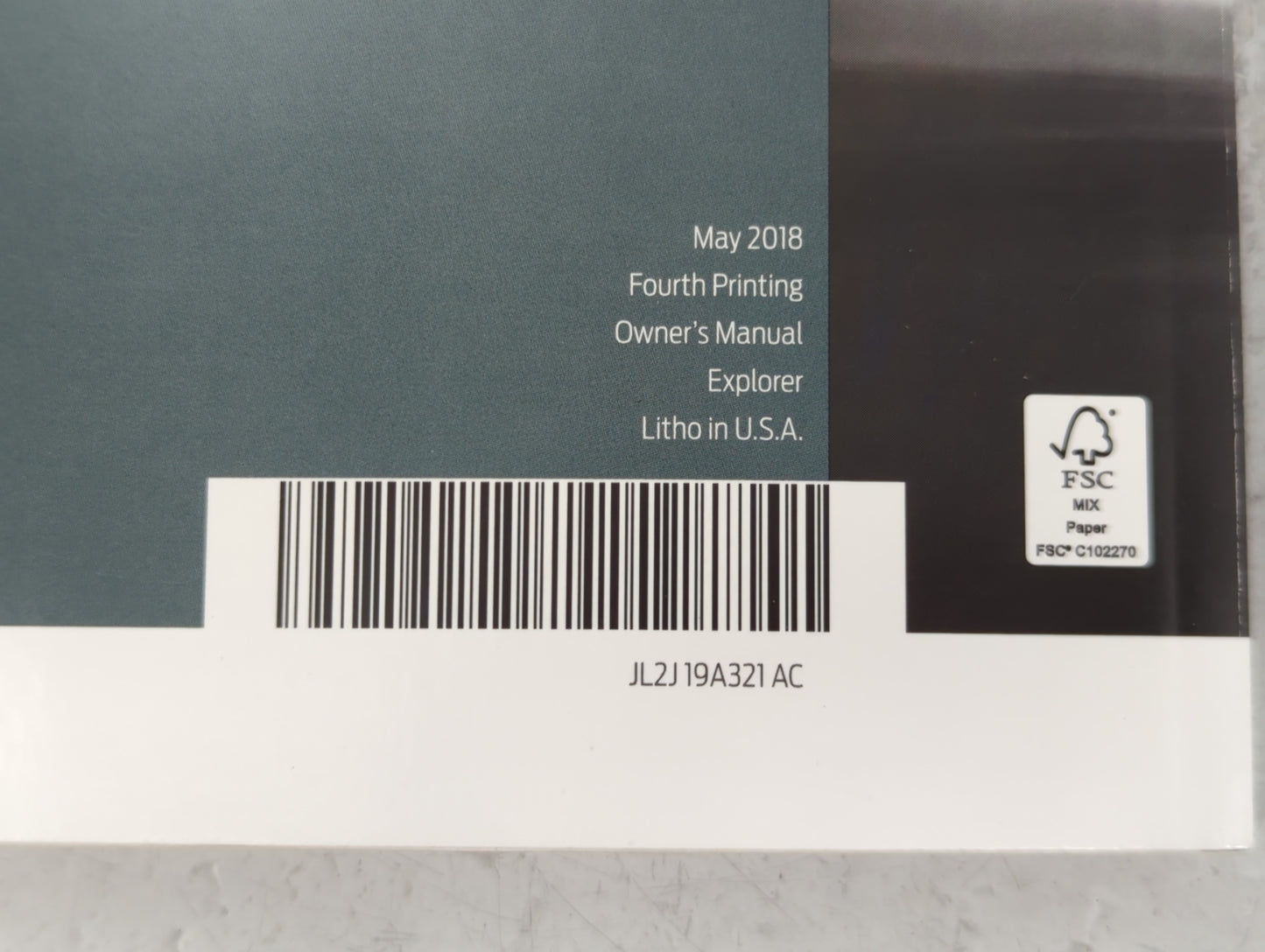 2018 Ford Explorer Owners Manual Book Guide P/N:JL2J 19A321 AC OEM Used Auto Parts - Oemusedautoparts1.com