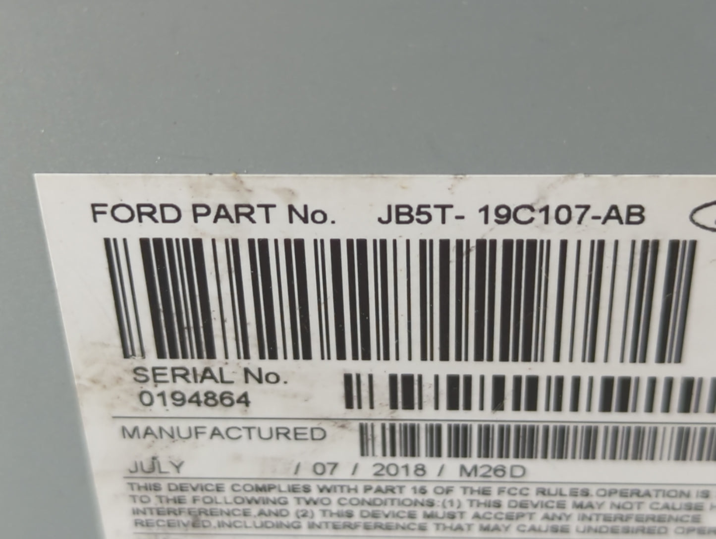 2018 Ford Explorer Radio AM FM Cd Player Receiver Replacement P/N:JB5T-19C107-AB Fits OEM Used Auto Parts - Oemusedautoparts
