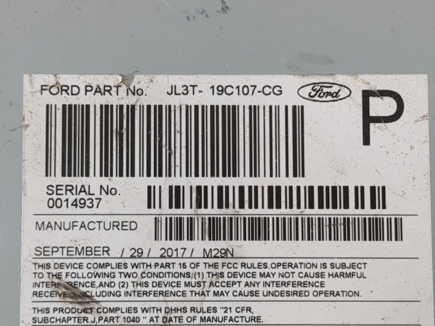 2018 Ford F-150 Radio AM FM Cd Player Receiver Replacement P/N:JL3T-19C107-CG Fits OEM Used Auto Parts - Oemusedautoparts1.c
