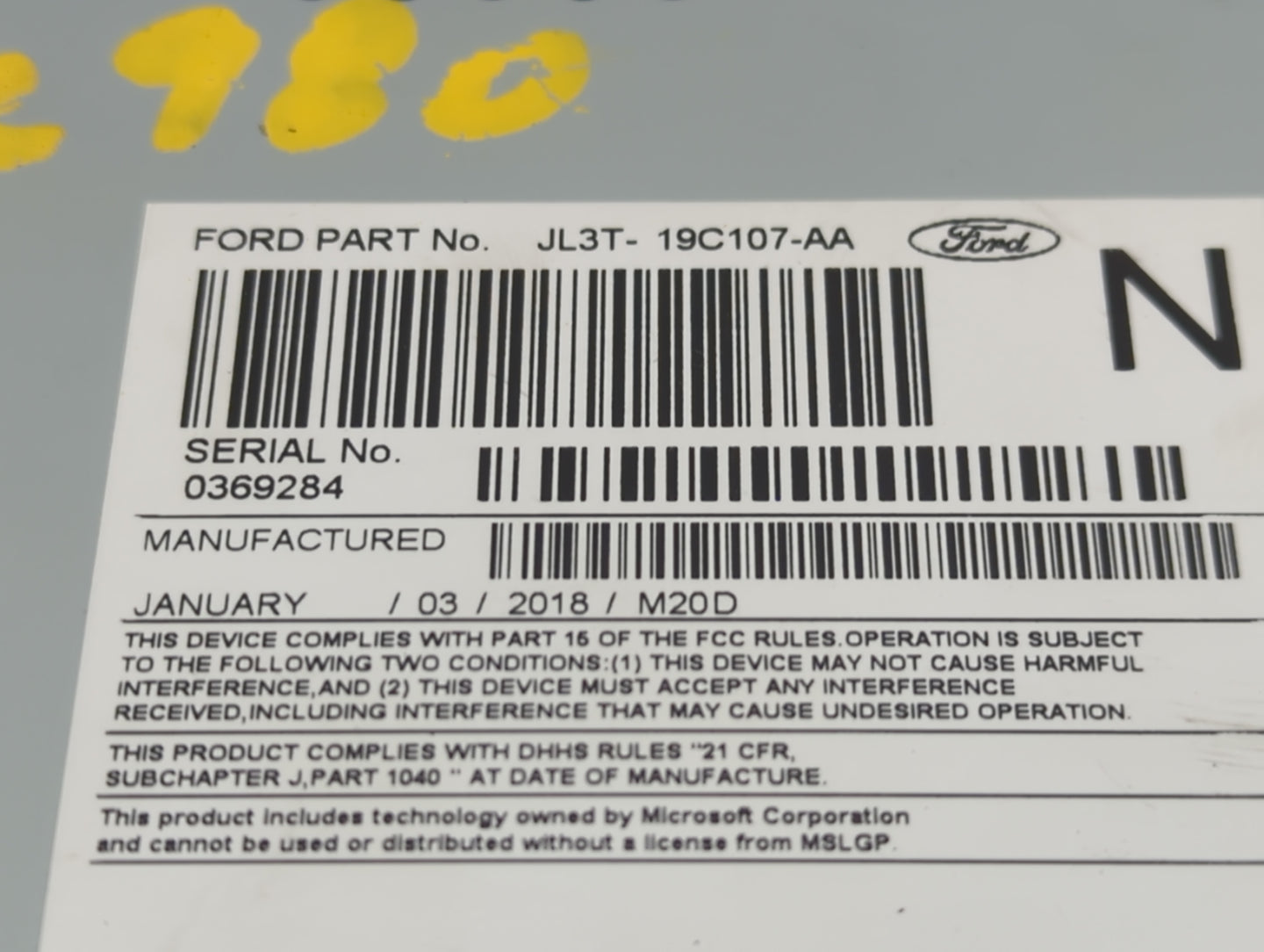 2017-2018 Ford F-150 Radio AM FM Cd Player Receiver Replacement P/N:JL3T-19C107-AA Fits Fits 2017 2018 OEM Used Auto Parts -
