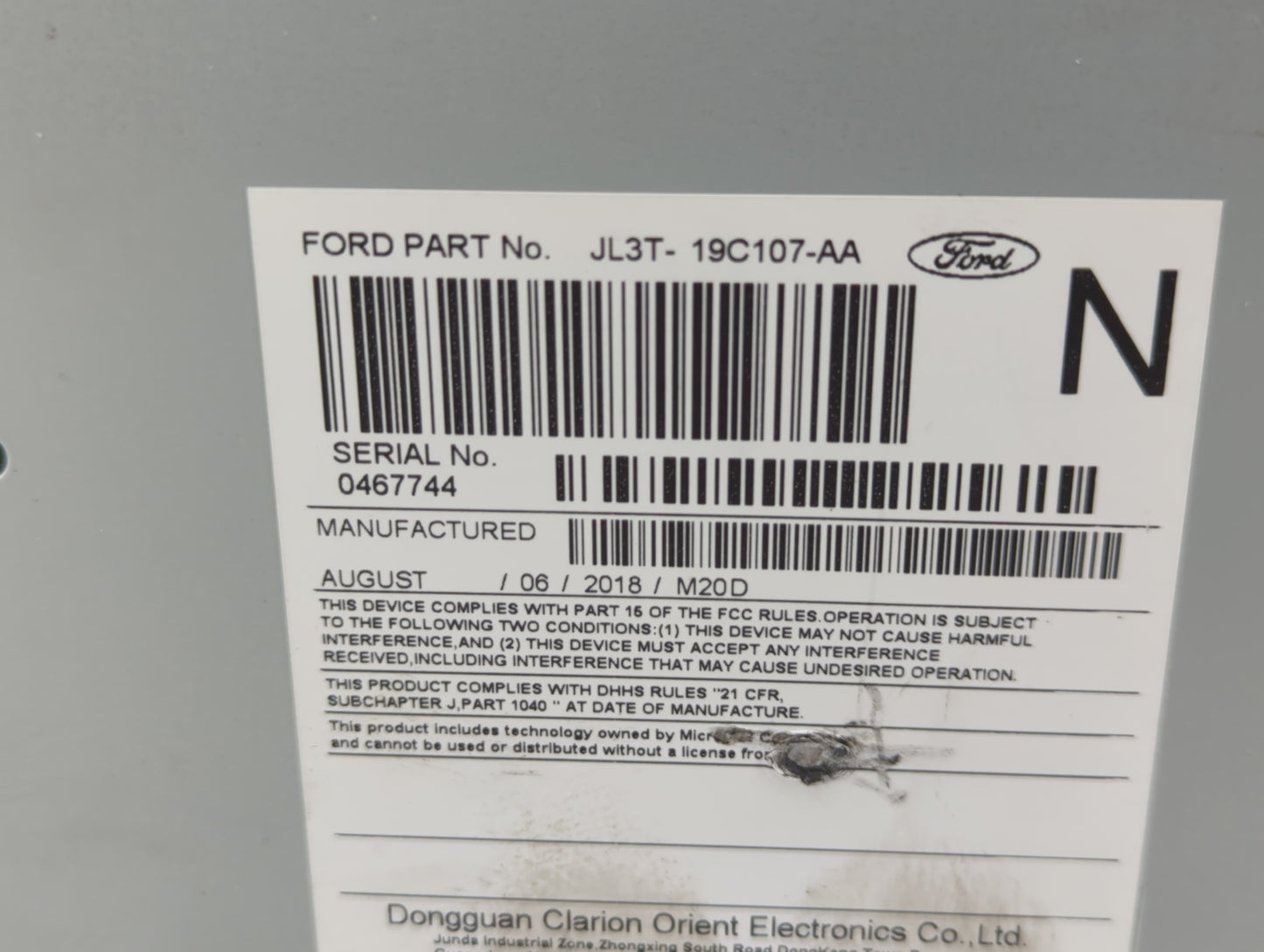 2017-2018 Ford F-150 Radio AM FM Cd Player Receiver Replacement P/N:JL3T-19C107-AA Fits Fits 2017 2018 OEM Used Auto Parts -