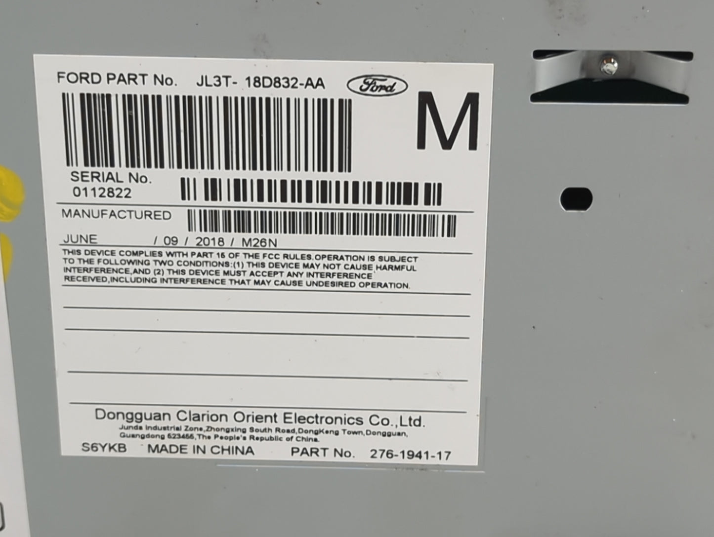 2017-2018 Ford F-150 Radio AM FM Cd Player Receiver Replacement P/N:JL3T-18D832-AA RU-9463P-E Fits Fits 2017 2018 OEM Used A