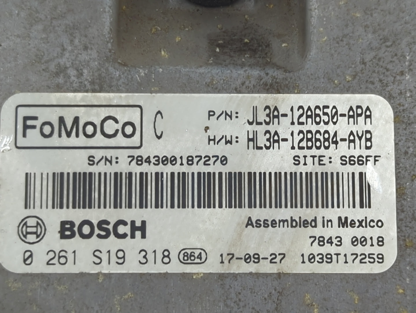2017-2018 Ford F-150 PCM Engine Control Computer ECU ECM PCU OEM P/N:JL3A-12A650-APA HL3A-12B684-AYB Fits Fits 2017 2018 OEM