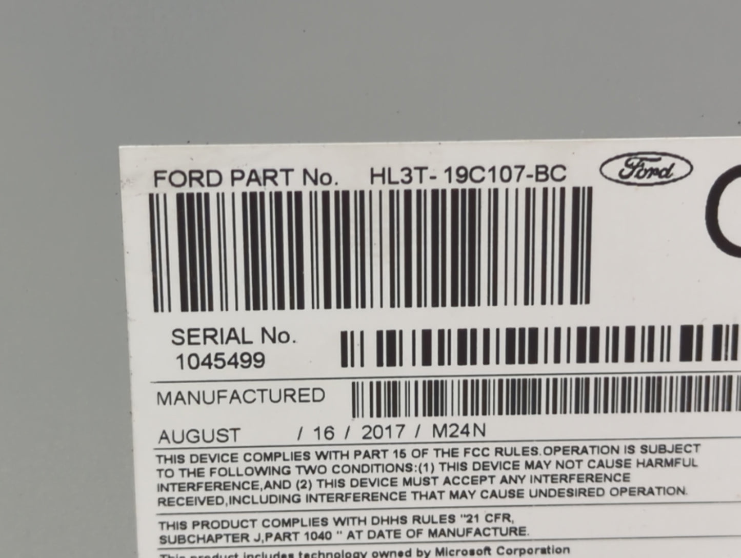 2017-2018 Ford F-150 Radio AM FM Cd Player Receiver Replacement P/N:PU-3640P-E HL3T-19C107-BC Fits Fits 2017 2018 OEM Used A