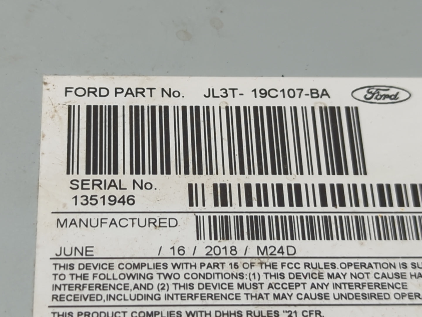 2017-2018 Ford F-150 Radio AM FM Cd Player Receiver Replacement P/N:PU-3640P-F JL3T-19C107-BA Fits Fits 2017 2018 OEM Used A