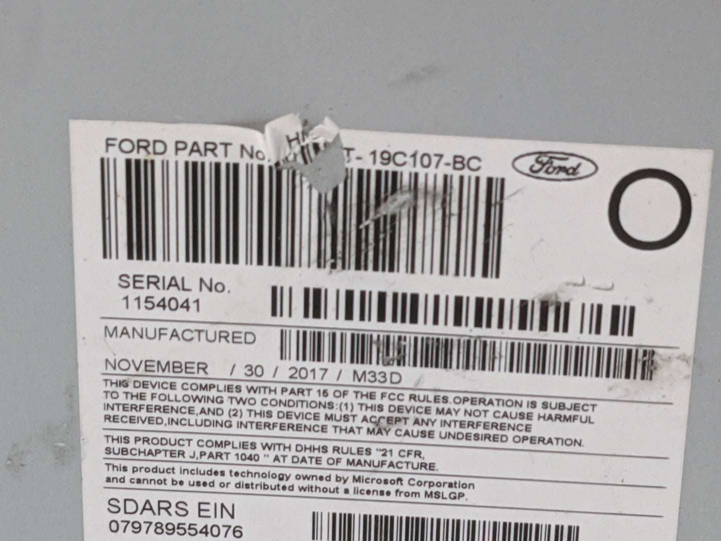 2018 Ford F-150 Radio AM FM Cd Player Receiver Replacement P/N:PU-3640P-E JL3T-19C107-BC, 276-1826-61 Fits OEM Used Auto Par