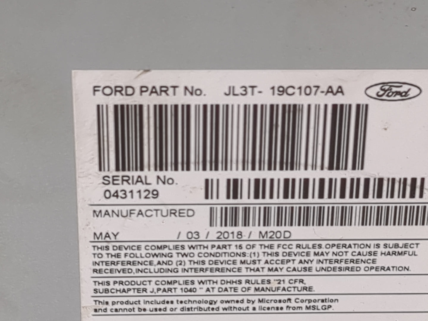 2017-2018 Ford F-150 Radio AM FM Cd Player Receiver Replacement P/N:PU-3609P-F JL3T-19C107-AA Fits Fits 2017 2018 OEM Used A