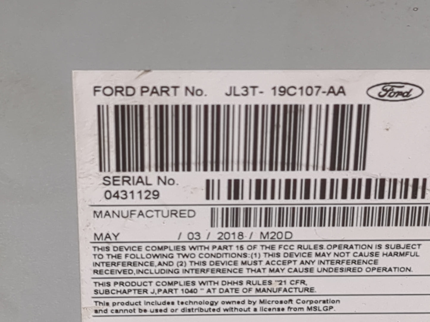 2017-2018 Ford F-150 Radio AM FM Cd Player Receiver Replacement P/N:PU-3609P-F JL3T-19C107-AA Fits Fits 2017 2018 OEM Used A