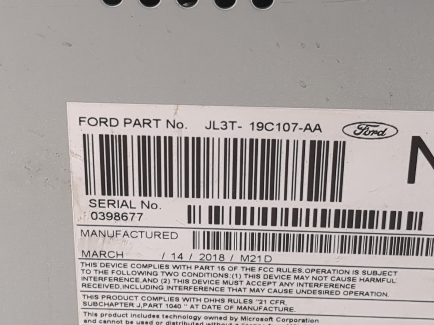2017-2018 Ford F-150 Radio AM FM Cd Player Receiver Replacement P/N:PU-3609P-F JL3T-19C107-AA Fits Fits 2017 2018 OEM Used A