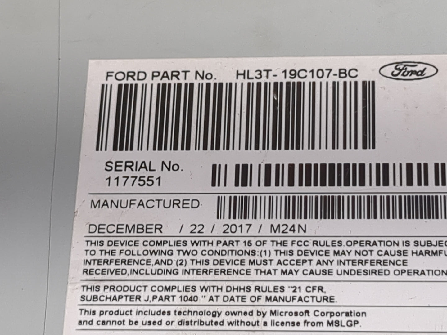 2017-2018 Ford F-150 Radio AM FM Cd Player Receiver Replacement P/N:PU-3640P-E HL3T-19C107-BC Fits Fits 2017 2018 OEM Used A
