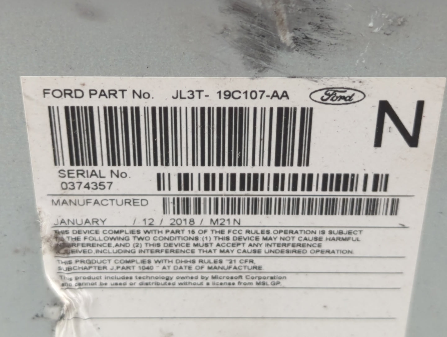 2018 Ford F-150 Radio AM FM Cd Player Receiver Replacement P/N:JL3T-19C107-AA Fits OEM Used Auto Parts - Oemusedautoparts1.c