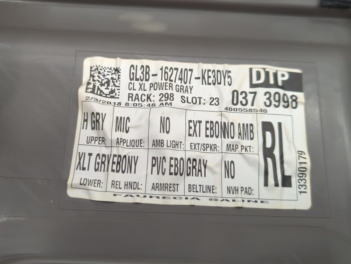 2018 Ford F-150 Front Right Passenger Interior Door Panel Trim Ebony - Oemusedautoparts1.com