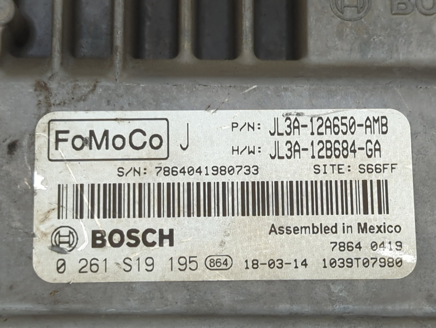 2018 Ford F150 PCM Engine Control Computer ECU ECM PCU OEM P/N:JL3A-12A650-AMB JL3A-12B684-GA, 0261S19195 Fits Fits 2019 202