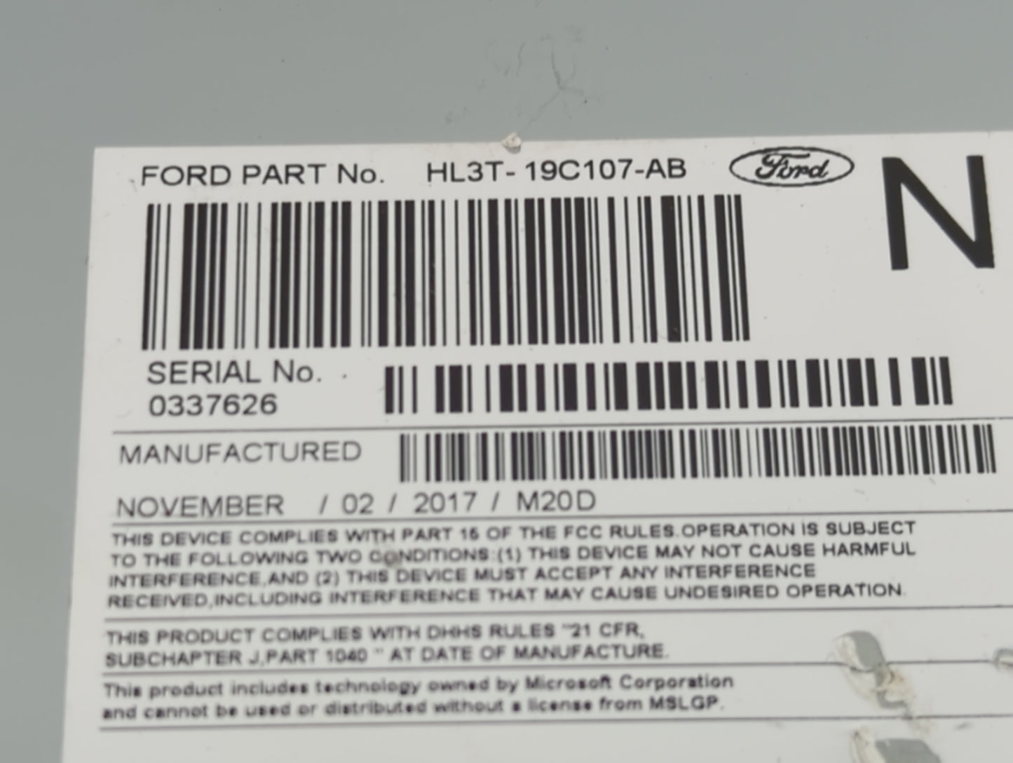 2018 Ford F150 Radio AM FM Cd Player Receiver Replacement P/N:PU-3609P-E HL3T-19C107-AB Fits Fits 2017 OEM Used Auto Parts -