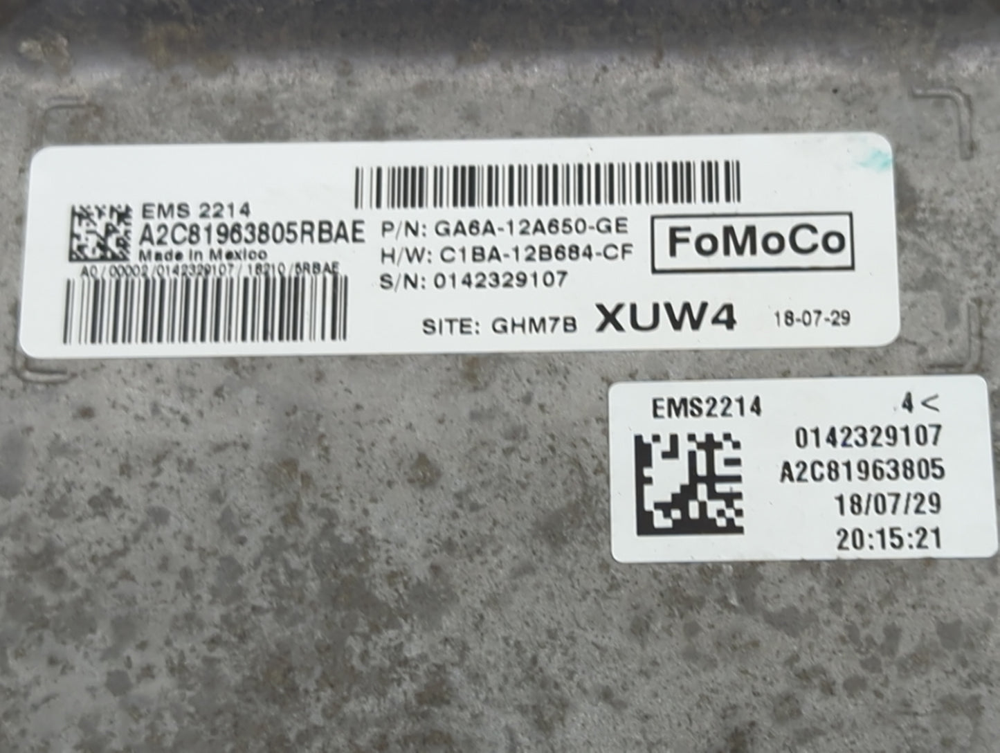 2018 Ford Fiesta PCM Engine Control Computer ECU ECM PCU OEM P/N:A2C81963805 GA6A-12A650-GE Fits OEM Used Auto Parts - Oemus