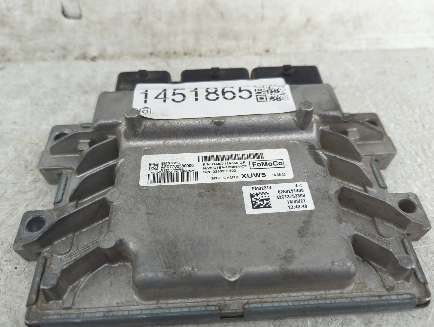2018 Ford Fiesta PCM Engine Control Computer ECU ECM PCU OEM P/N:GA6A-12A650-GF A2C7702380000, A2C13763300, C1BA-12B684-CF F