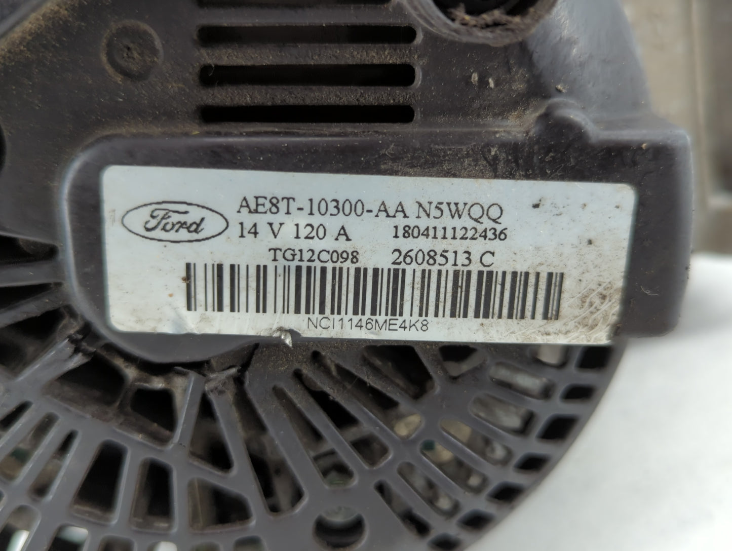 2011-2019 Ford Fiesta Alternator Replacement Generator Charging Assembly Engine OEM P/N:AE8T-10300-AA Fits OEM Used Auto Par