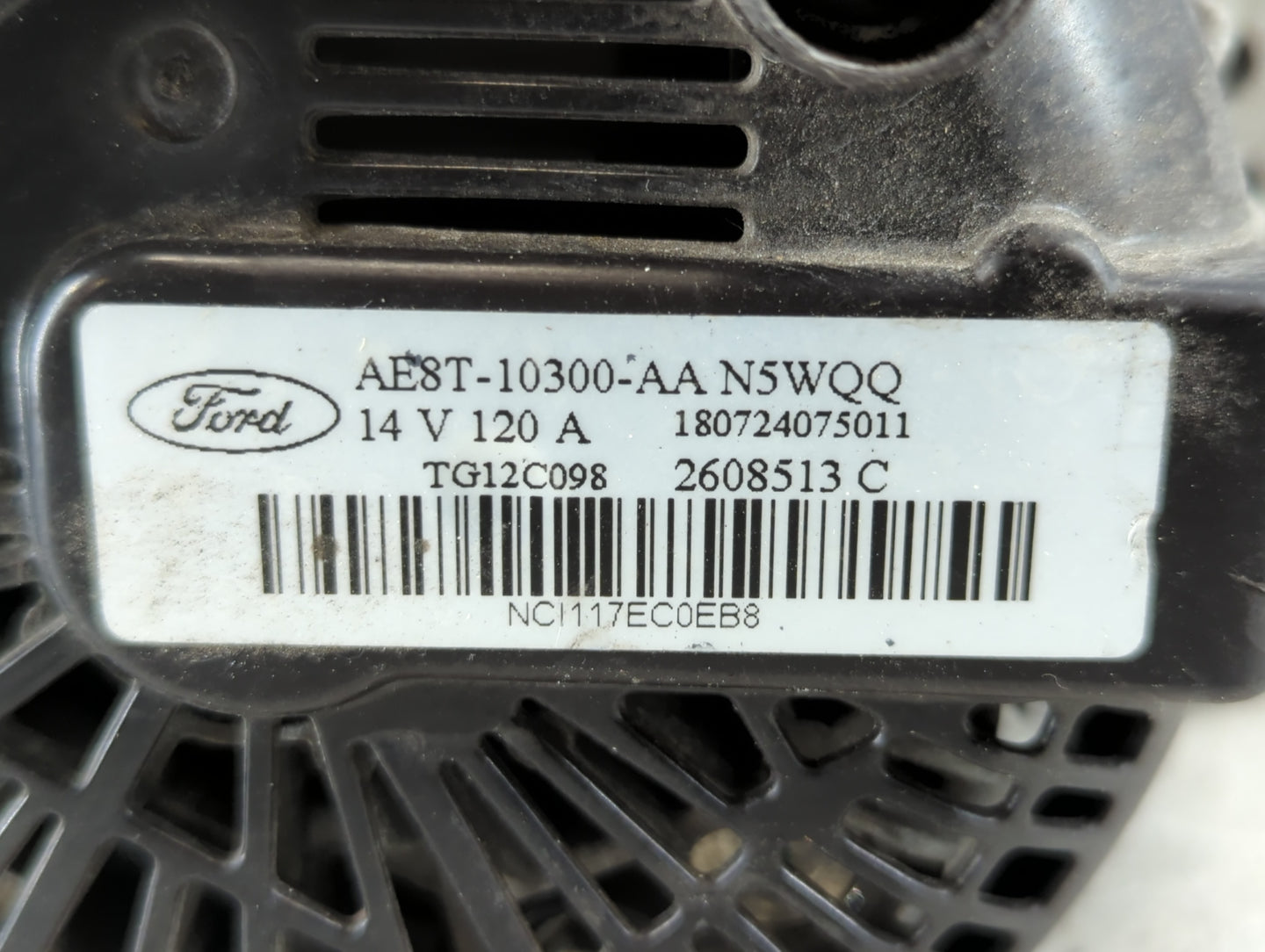 2011-2019 Ford Fiesta Alternator Replacement Generator Charging Assembly Engine OEM P/N:AE8T-10300-AA Fits OEM Used Auto Par