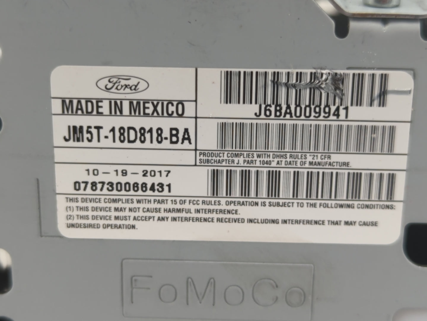 2018 Ford Focus Radio AM FM Cd Player Receiver Replacement P/N:JM5T-18D818-BA Fits OEM Used Auto Parts - Oemusedautoparts1.c