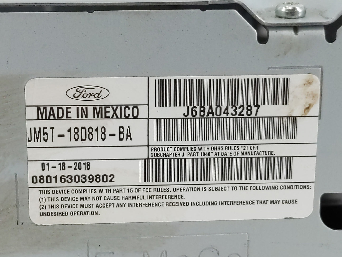 2018 Ford Focus Radio AM FM Cd Player Receiver Replacement P/N:JM5T-18D818-BA Fits OEM Used Auto Parts - Oemusedautoparts1.c
