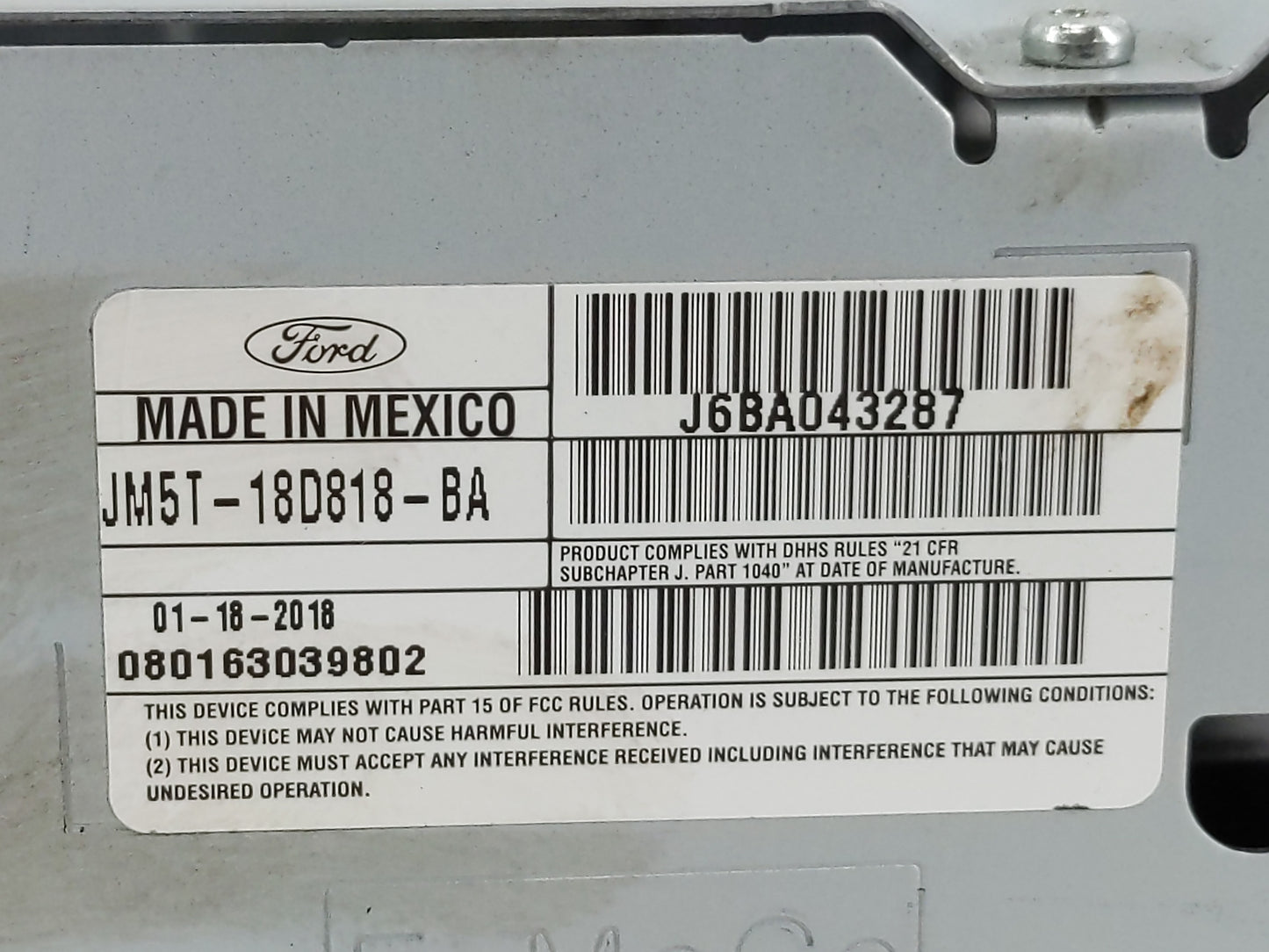 2018 Ford Focus Radio AM FM Cd Player Receiver Replacement P/N:JM5T-18D818-BA Fits OEM Used Auto Parts - Oemusedautoparts1.c