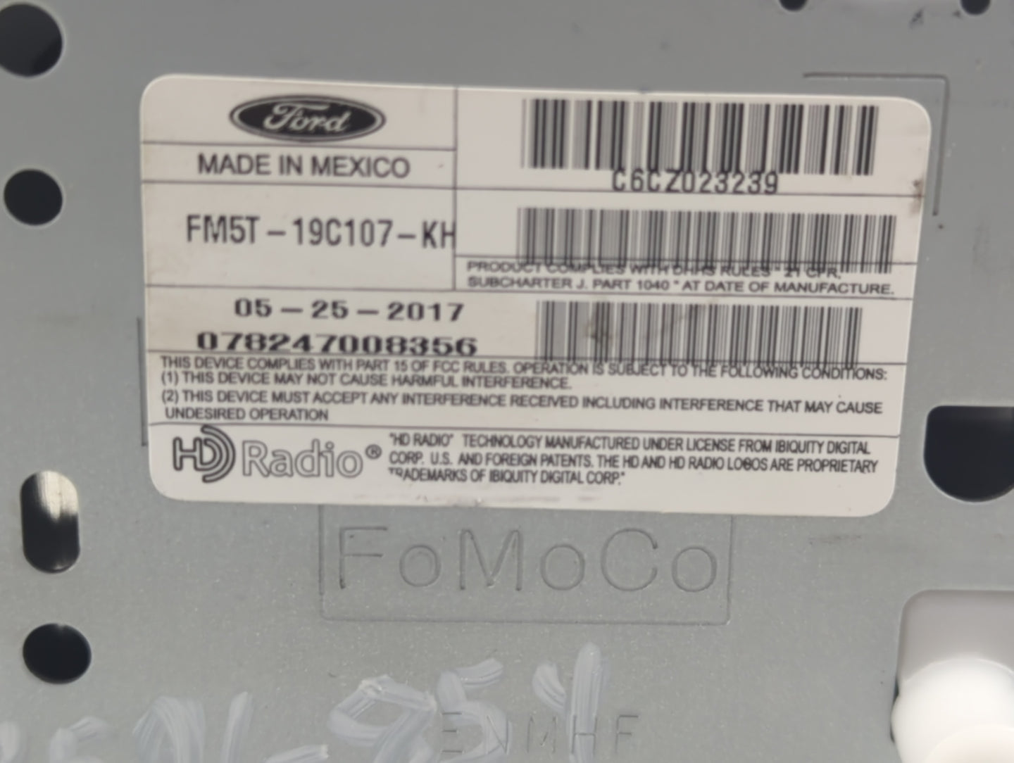 2016-2018 Ford Focus Radio AM FM Cd Player Receiver Replacement P/N:FM5T-19C107-KH Fits Fits 2016 2017 2018 OEM Used Auto Pa