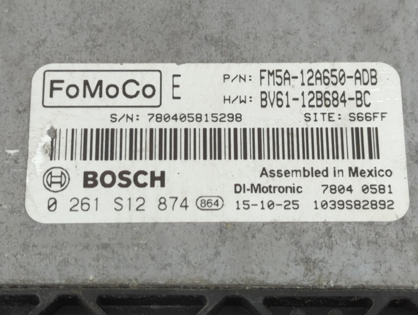 2013-2018 Ford Focus PCM Engine Control Computer ECU ECM PCU OEM P/N:FM5A-12A650-ADB 0 261 S12 874 Fits OEM Used Auto Parts 