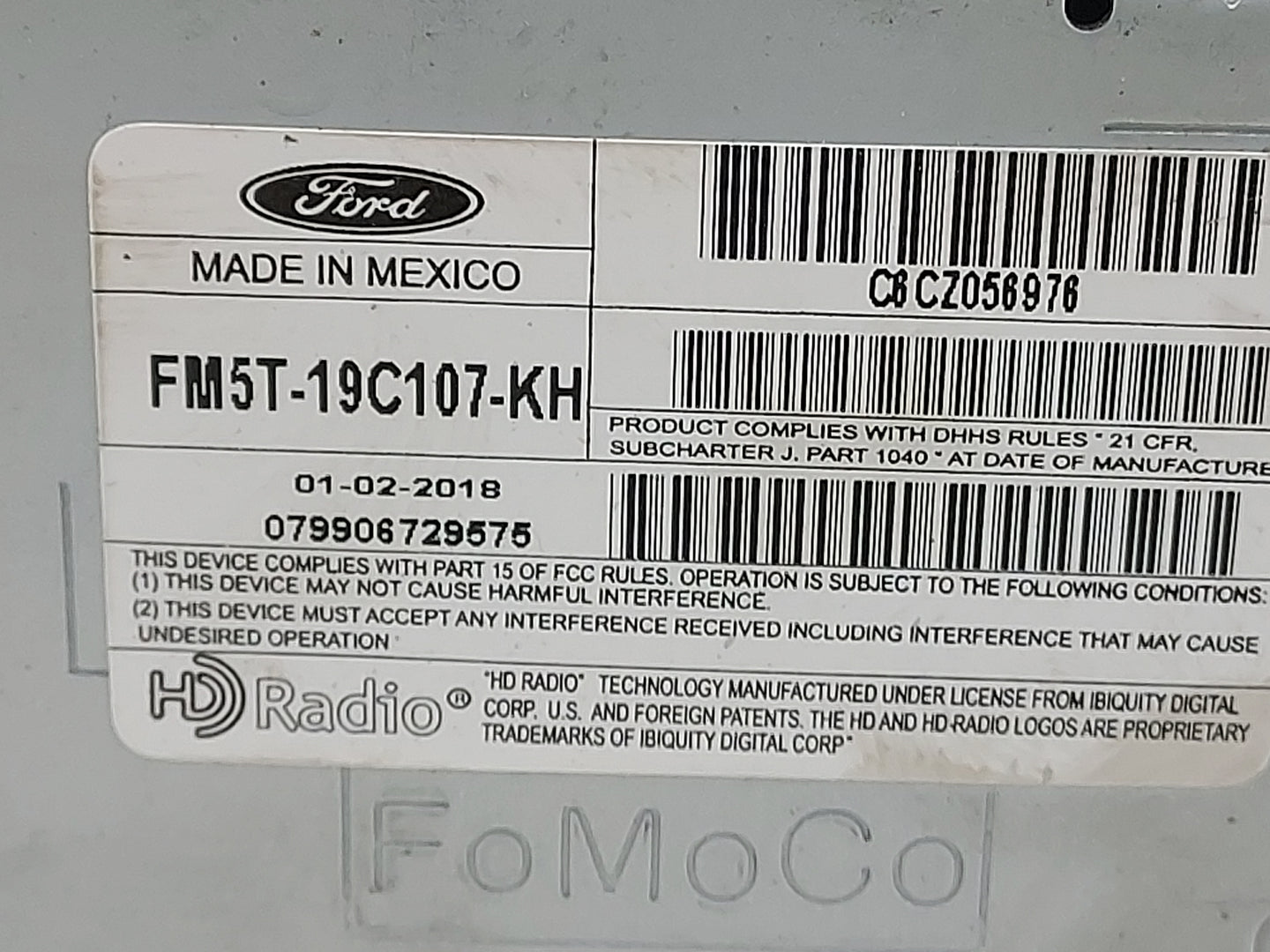 2016-2018 Ford Focus Radio AM FM Cd Player Receiver Replacement P/N:FM5T-19C107-KH Fits Fits 2016 2017 2018 OEM Used Auto Pa