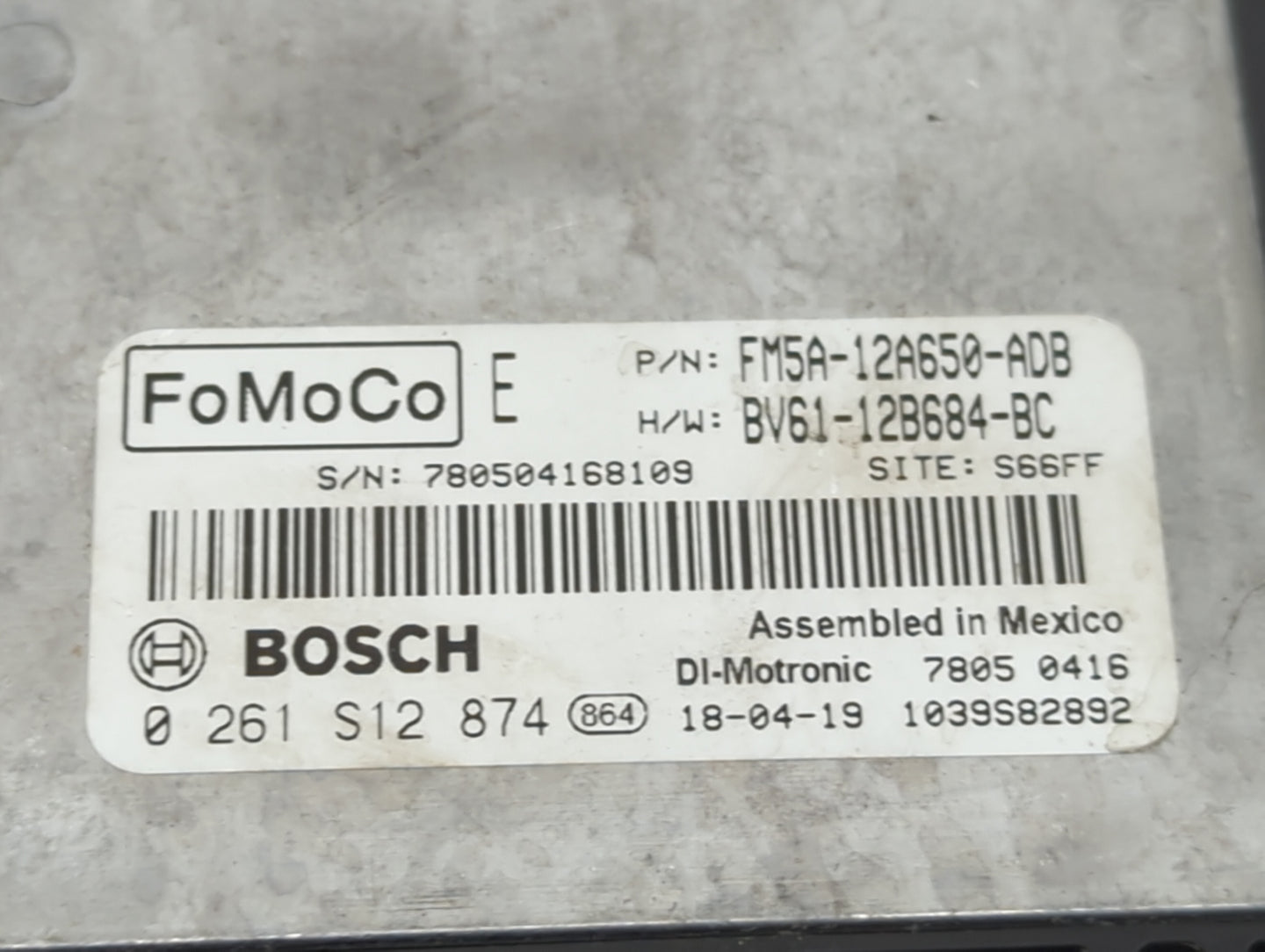 2013-2018 Ford Focus PCM Engine Control Computer ECU ECM PCU OEM P/N:FM5A-12A650-ADB BV61-12B684-BC Fits OEM Used Auto Parts