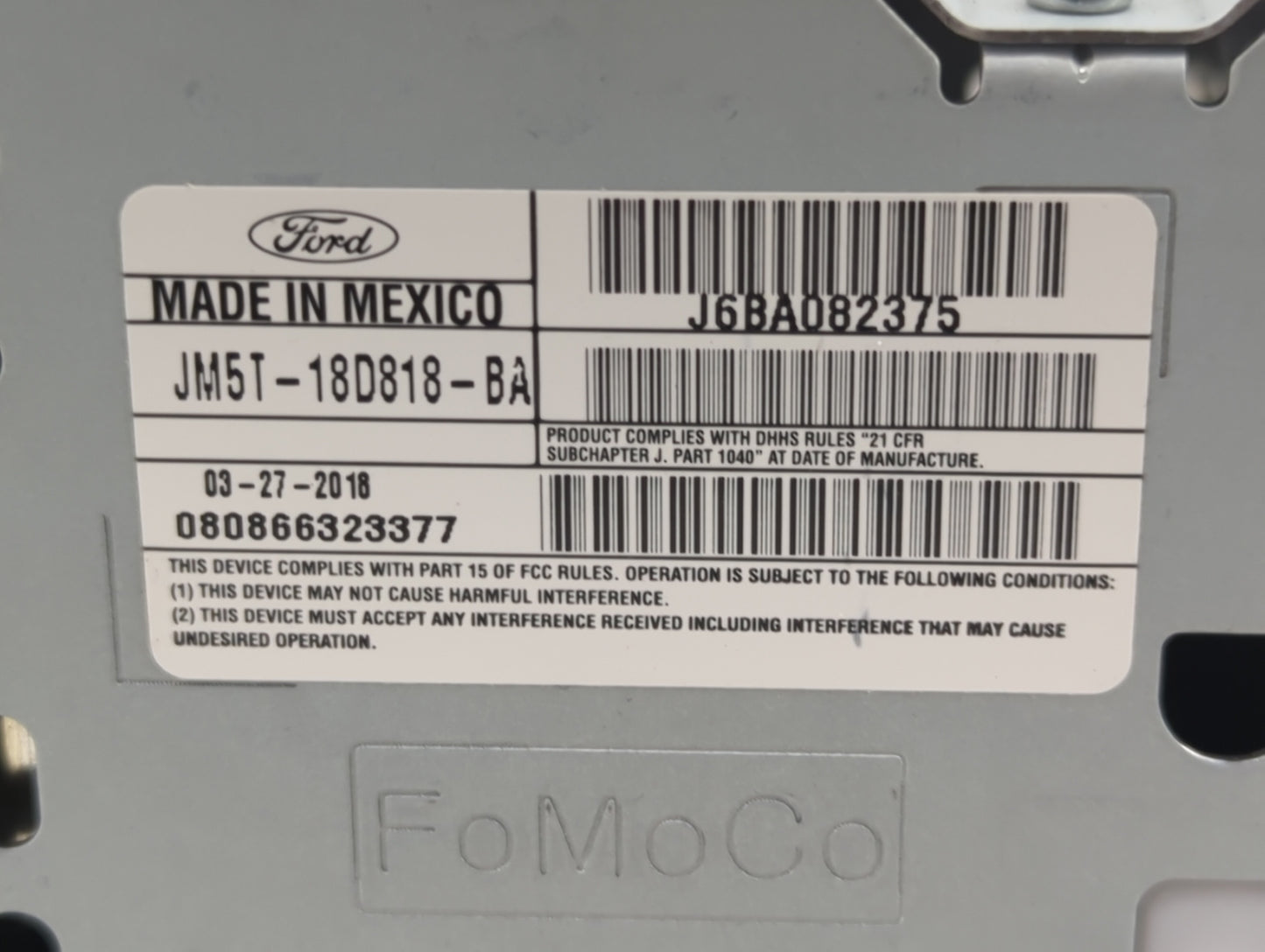 2018 Ford Focus Radio AM FM Cd Player Receiver Replacement P/N:JM5T-18D818-BA Fits OEM Used Auto Parts - Oemusedautoparts1.c