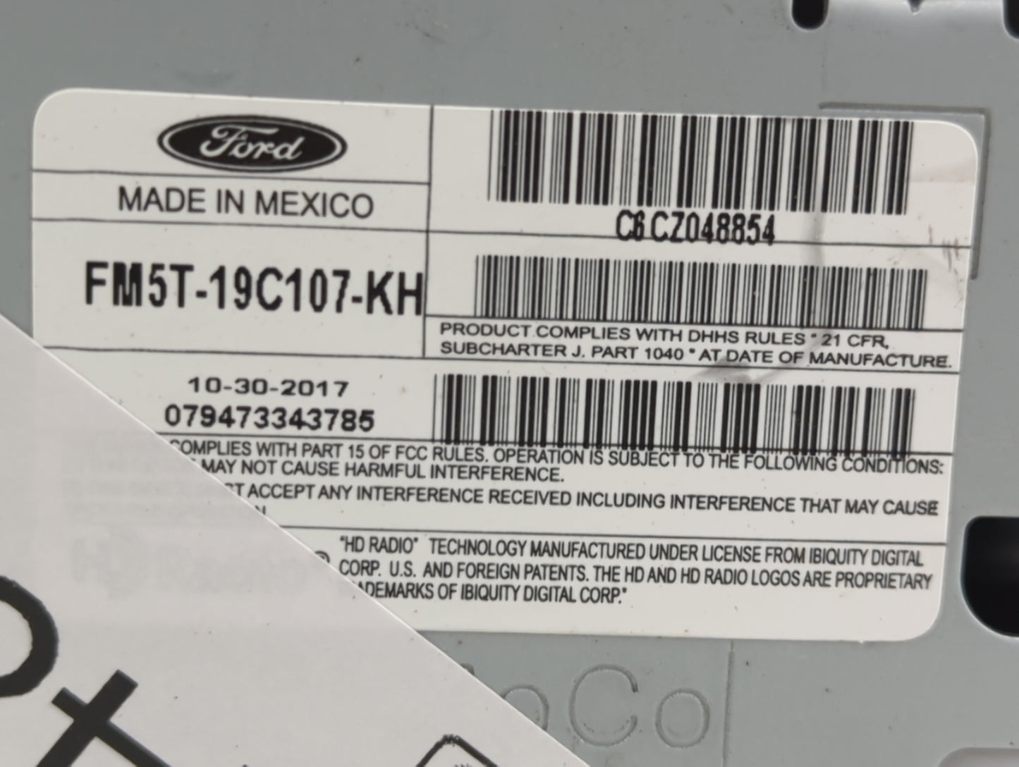 2017-2018 Ford Focus Radio AM FM Cd Player Receiver Replacement P/N:FM5T-19C107-KH Fits Fits 2017 2018 OEM Used Auto Parts -